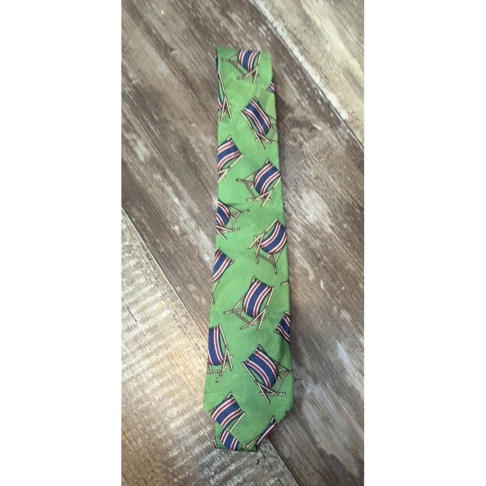 Polo Ralph Lauren Men's Tie Green Beach Chair Deck Chair Novelty Necktie Preppy